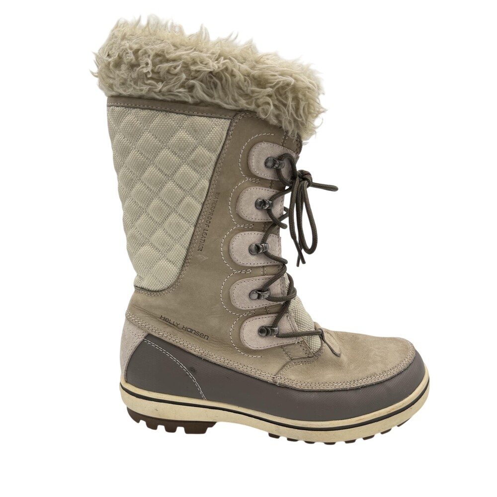 Helly Hansen Garibaldi VL Snow Boots Womens Size 9 Beige Waterproof Leather Fur